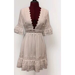 Parisian Little White Dress LWD Sz‎ US 2 Clean Girl Bridal Engagement Babydoll